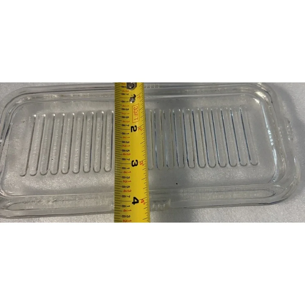 Vintage Clear Glass Refrigerator Dish Lid Ribbed Replacement 9